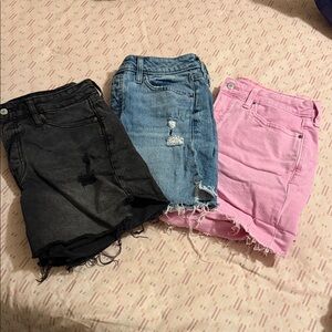 Stylish Women's Shorts Trio - Black, Blue, Pink